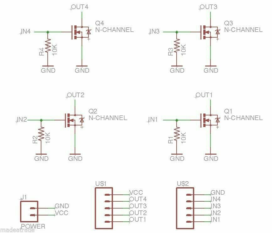 Quad/Tri MOSFET Breakout 30V 15A Low Resistance, High Power, PWM Support