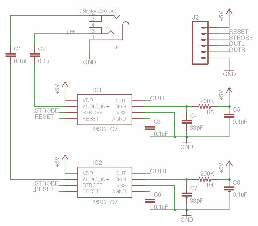 MSGEQ7 Seven Band Spectrum Analyzer Breakout Board