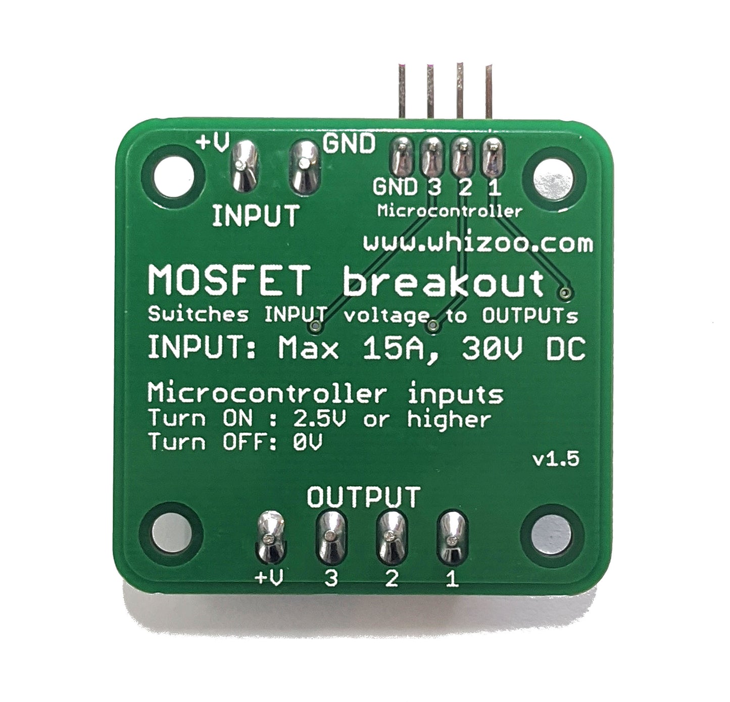 Quad/Tri MOSFET Breakout 30V 15A Low Resistance, High Power, PWM Support