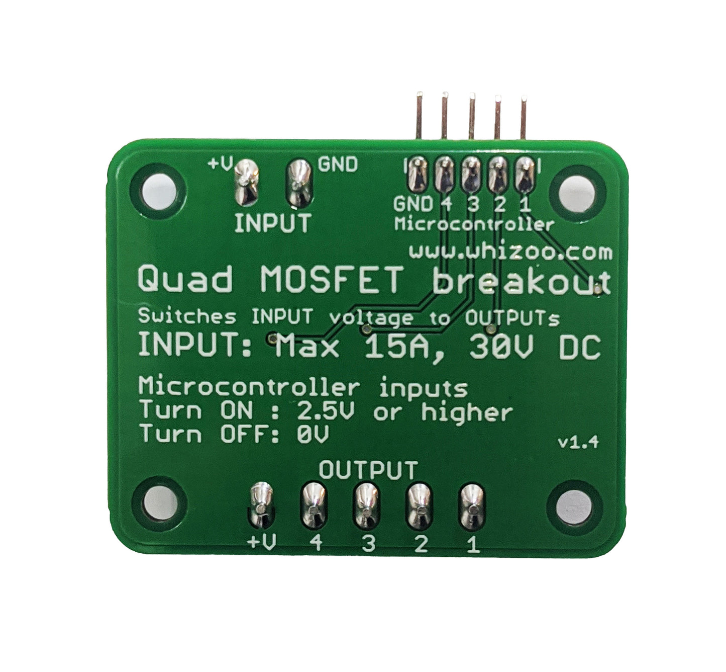 Quad/Tri MOSFET Breakout 30V 15A Low Resistance, High Power, PWM Support